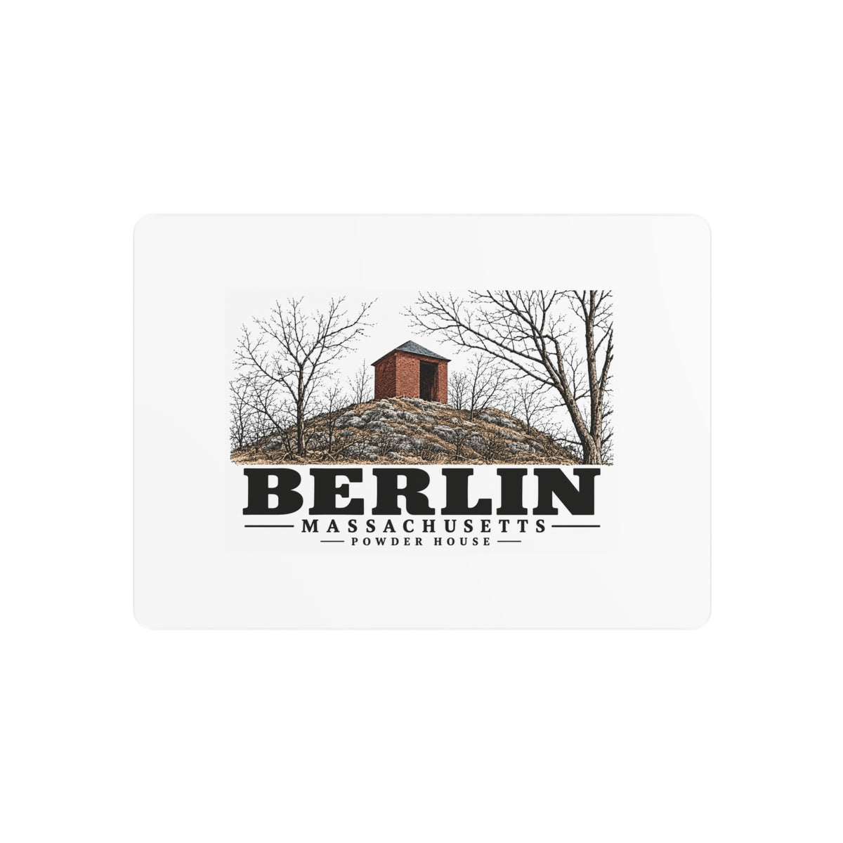Illustrated Powder House in Berlin on metal art sign