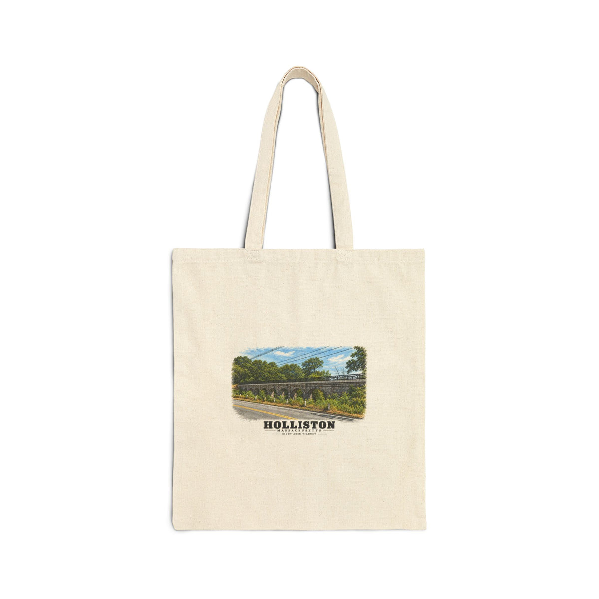 Eight Arch / Bogastow Brook Viaduct, Woodland Street, Upper Charles Rail Trail Natural Heavy Canvas Tote - Charles River