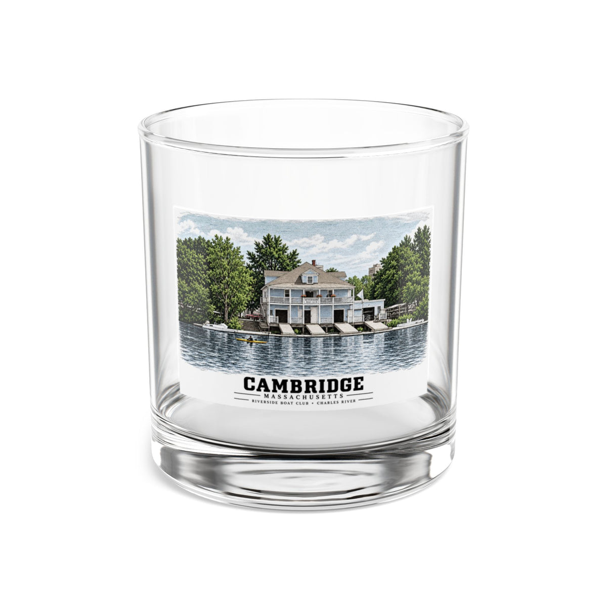 Riverside Boat Club, 769 Memorial Drive 10 oz Rocks Glass - Charles River