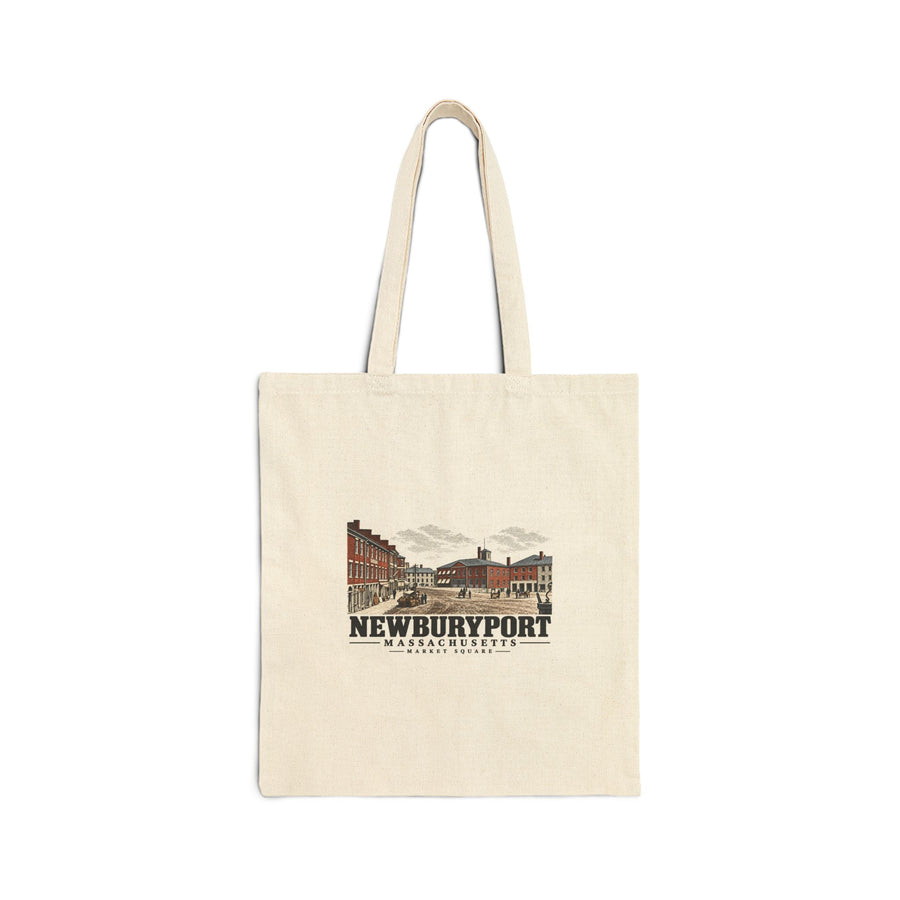 Market Square and historic market/firehouse Natural + Black Heavy Canvas Tote - Merrimack Valley Goods