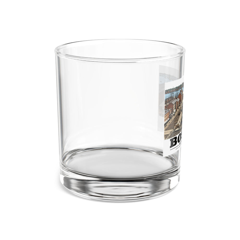 Long Wharf, from State St. block 10 oz Rocks Glass - Boston Harbor