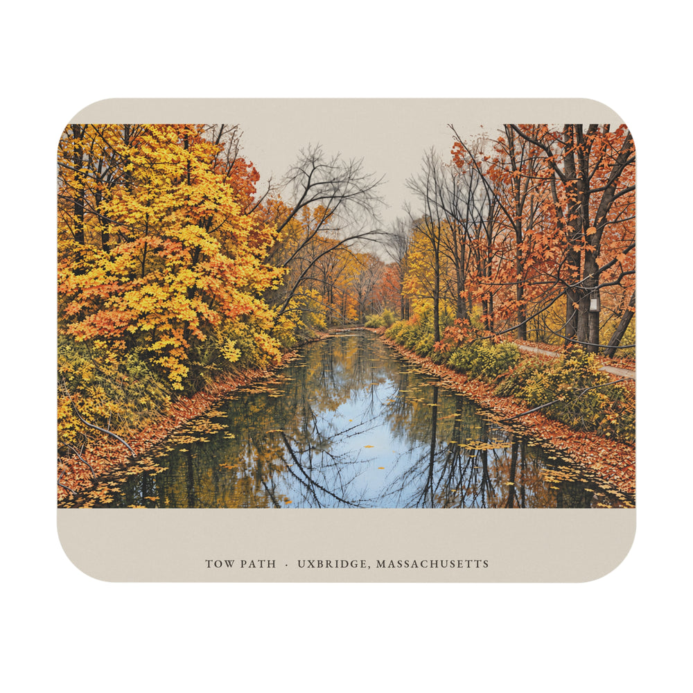 Uxbridge Tow Path mouse pad mockup showing the full illustrated print