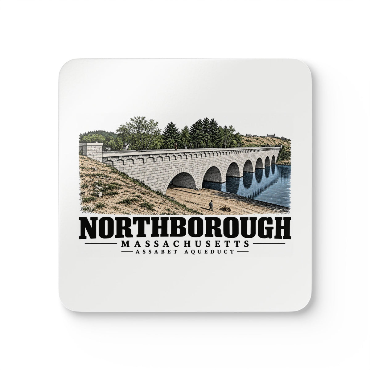 NORTHBOROUGH Assabet Aqueduct Cork Back Coaster Set - Assabet Valley Goods