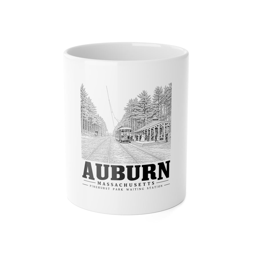 Auburn Pinehurst Park Waiting Station 11 oz Ceramic Mug in White — front view