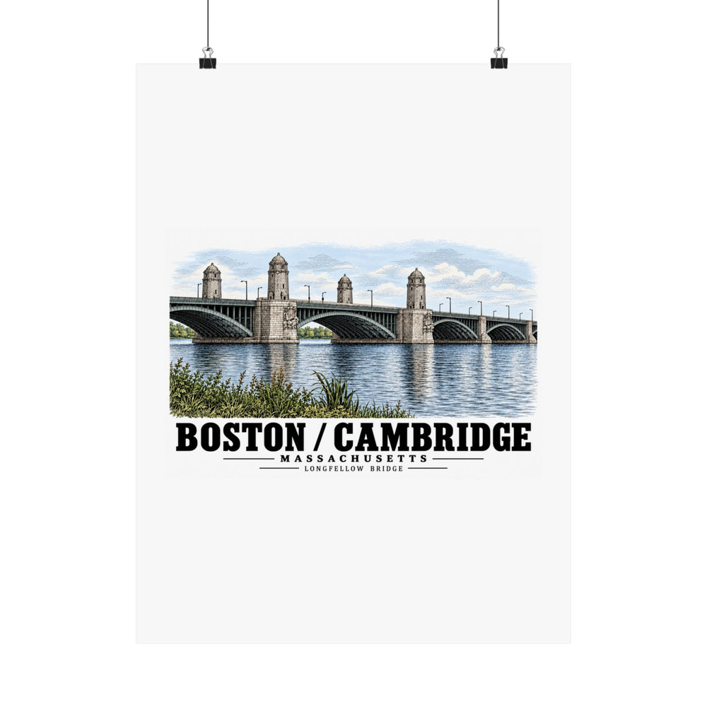 2.  View of the central span of the bridge showing the four towers marking the harbor entrance - Longfellow Bridge, Spanning Charles River at Main Street, Boston, Suffolk County, MA Matte Heritage...
