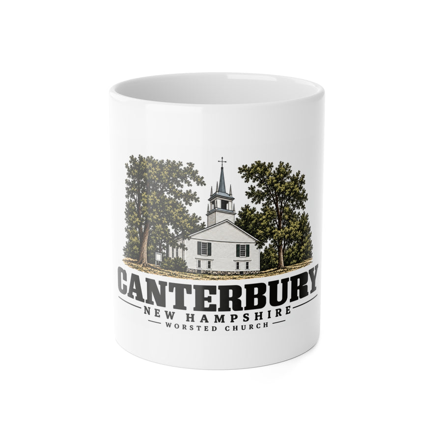 Canterbury Worsted Church and Hill’s Tavern 11 oz White Ceramic Mug - Merrimack Valley Goods