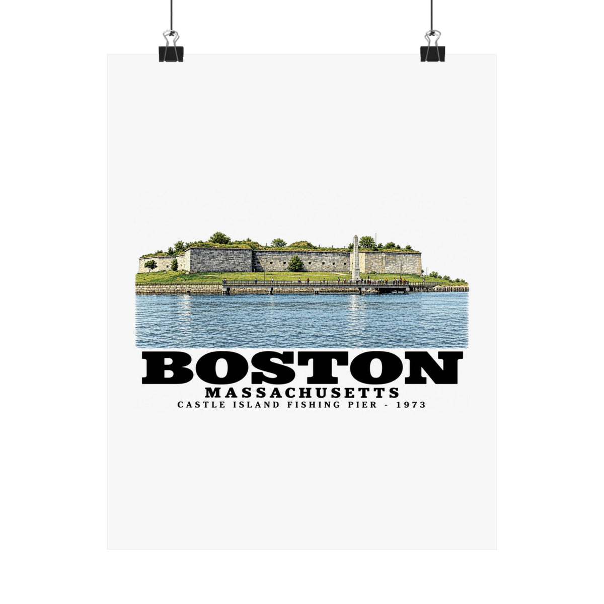 Castle Island, includes Fishing Pier Matte Heritage Poster — 11 × 14 and 18 × 24 in - Boston Harbor