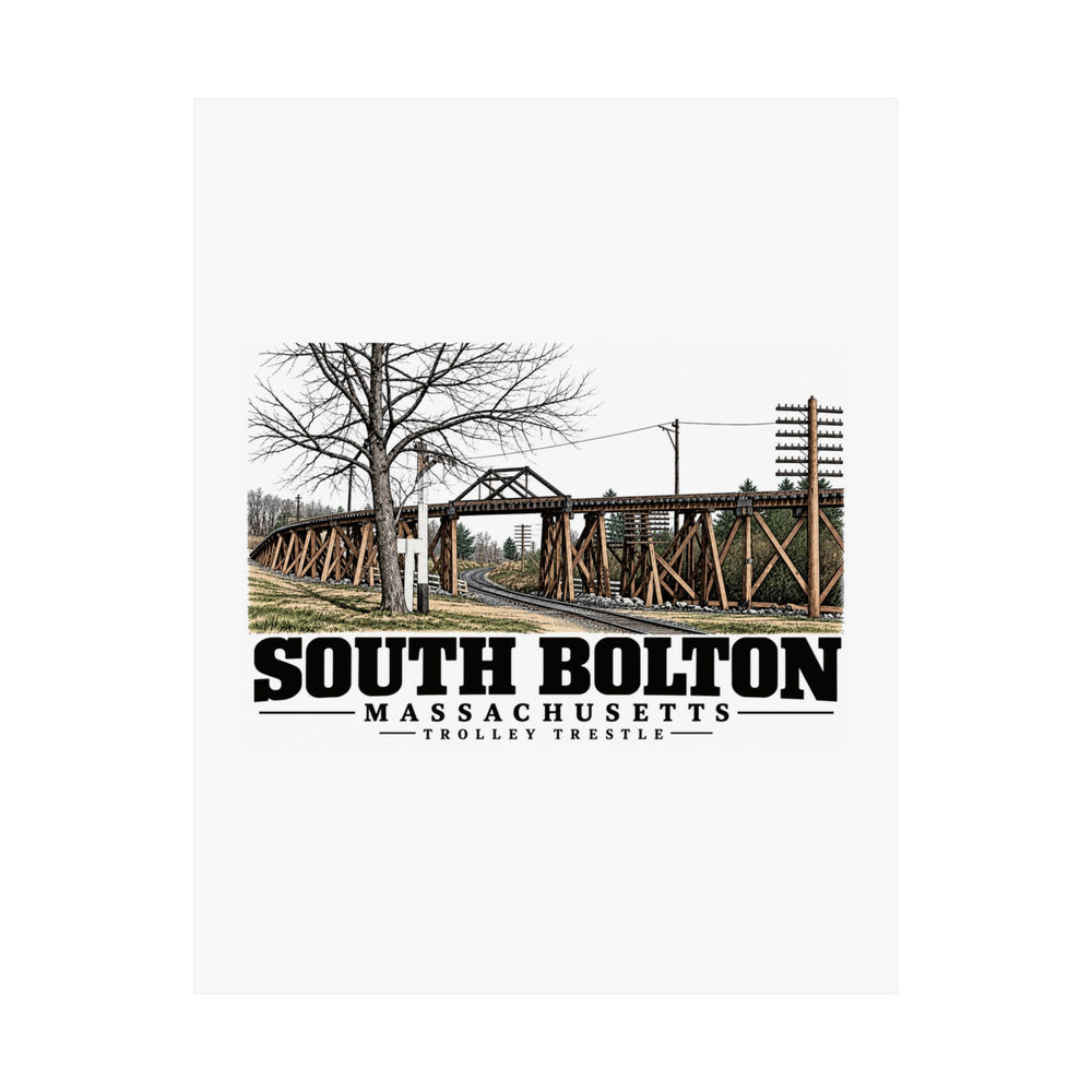 Illustrated Trolley Trestle in South Bolton on unframed matte poster