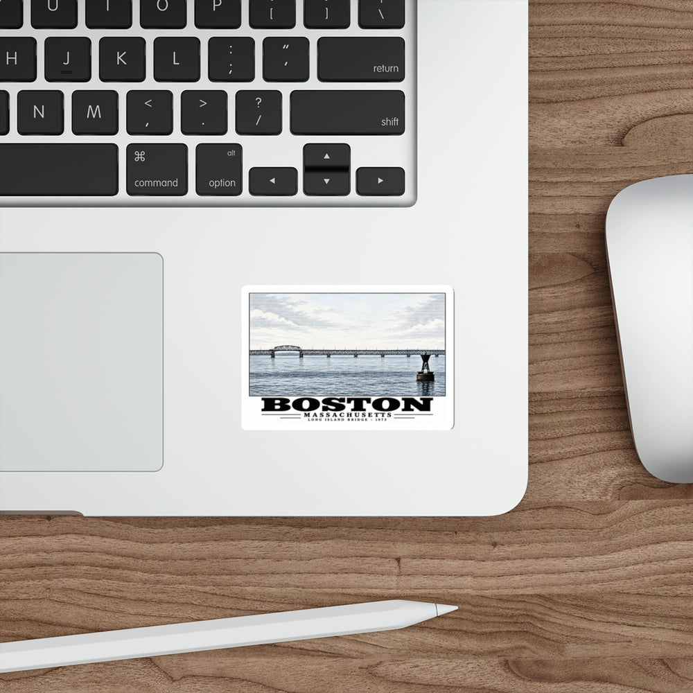 Long Island 4 in White Die-Cut Sticker - Boston Harbor