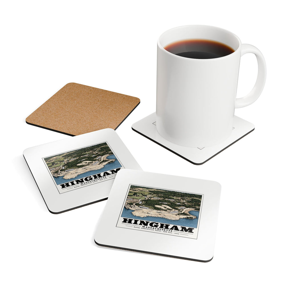 Construction progress New fill USNAD, Hingham, MA Cork Back Coaster Set - Boston Harbor
