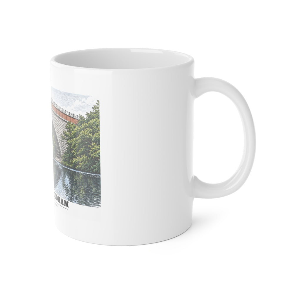 Echo Bridge, Hemlock Gorge, Upper Falls; Charles River and Ellis Street 11 oz White Ceramic Mug - Charles River