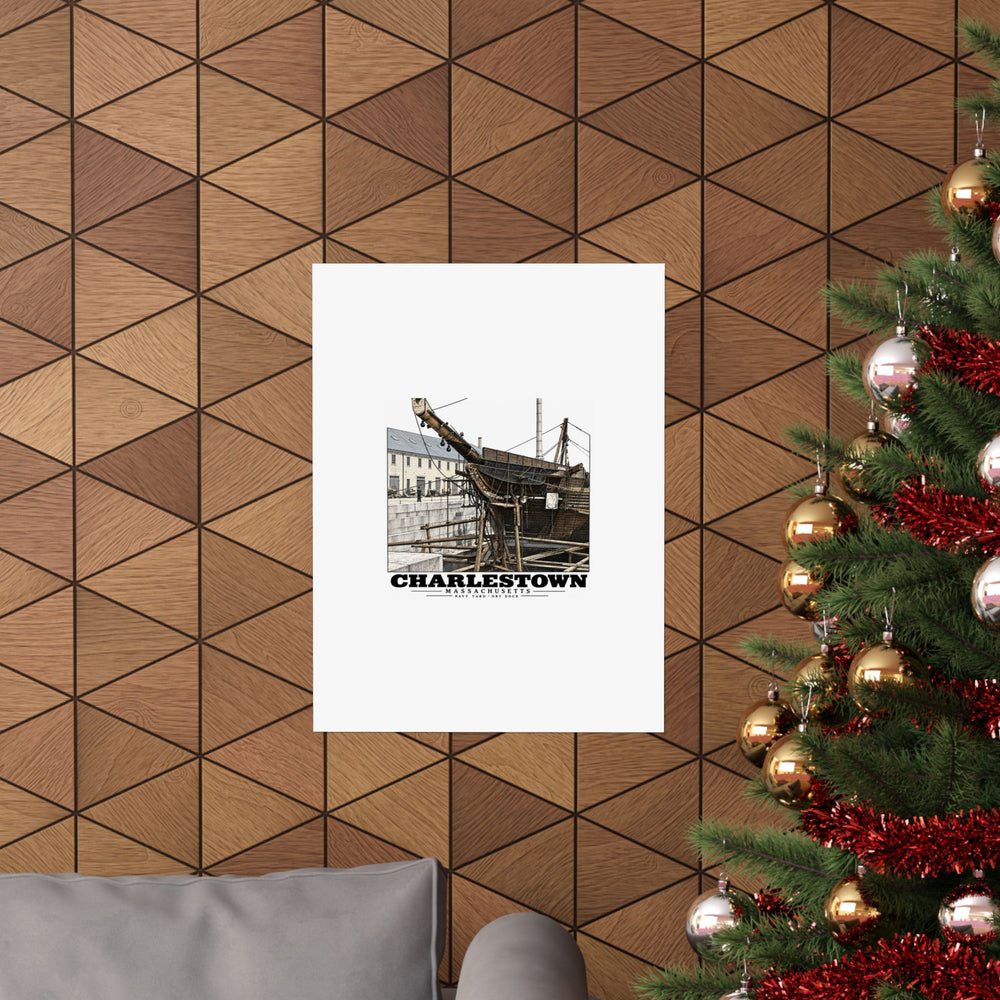 Charlestown Navy Yard — Dry Dock 1 Matte Heritage Poster — 11 × 14 and 18 × 24 in — Boston Harbor Goods