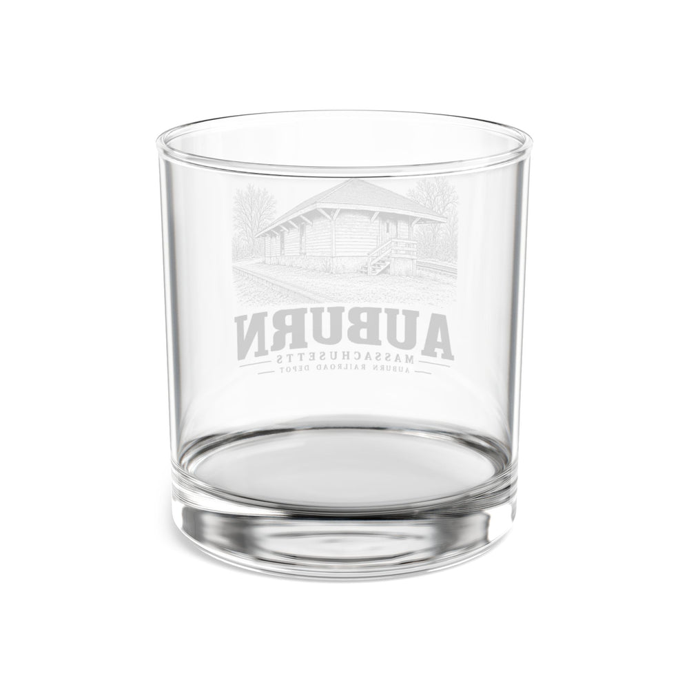 Auburn Railroad Depot 10 oz Rocks Glass in Clear — back view