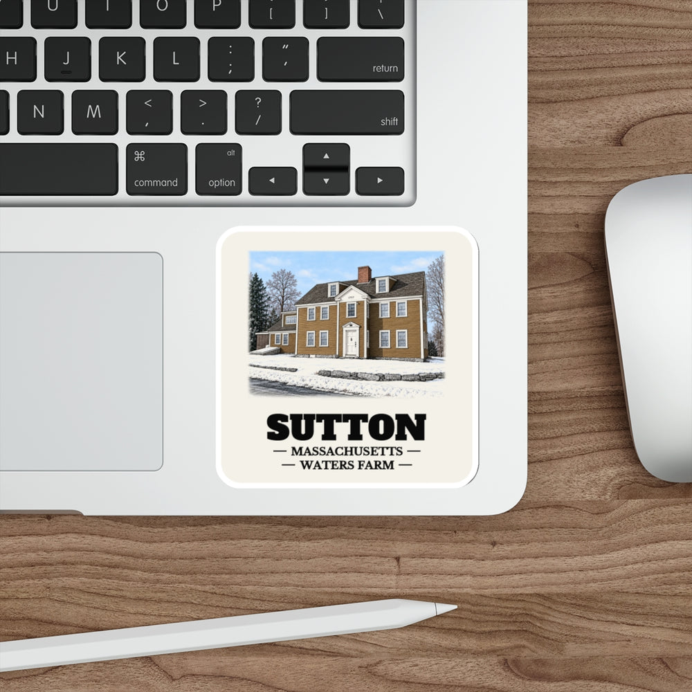 Sutton Waters Farm sticker shown on a laptop