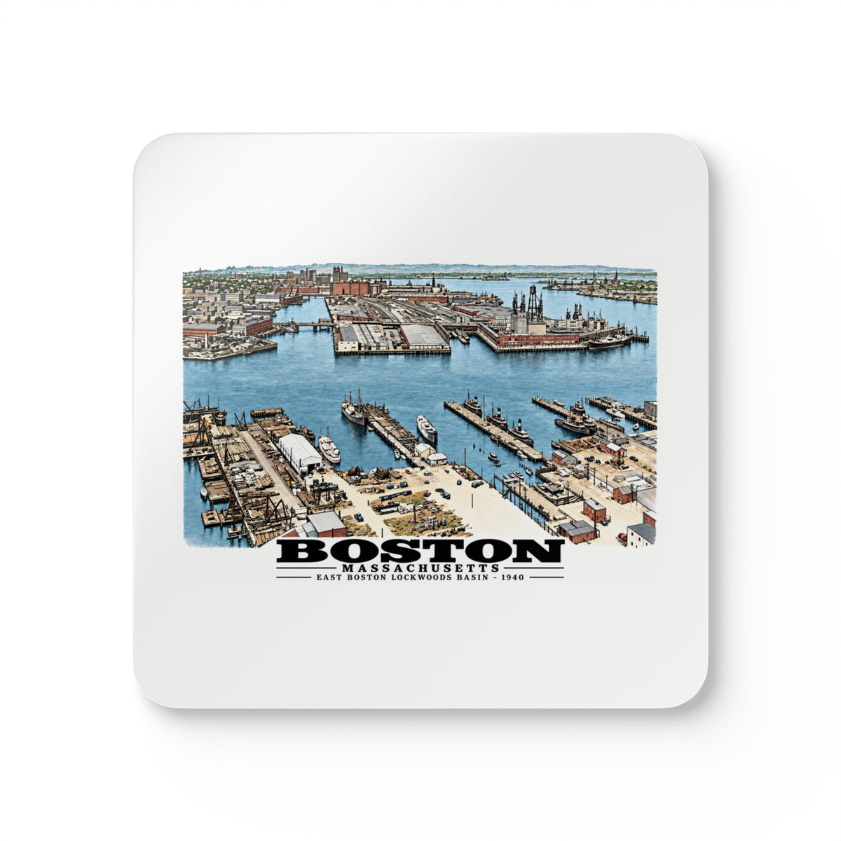 Lockwoods Basin Cork Back Coaster Set - Boston Harbor