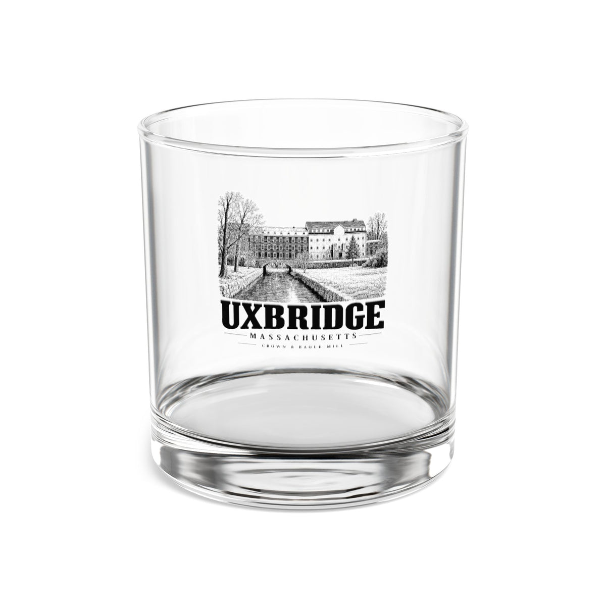 Uxbridge Crown & Eagle Mill 10 oz Rocks Glass product mockup