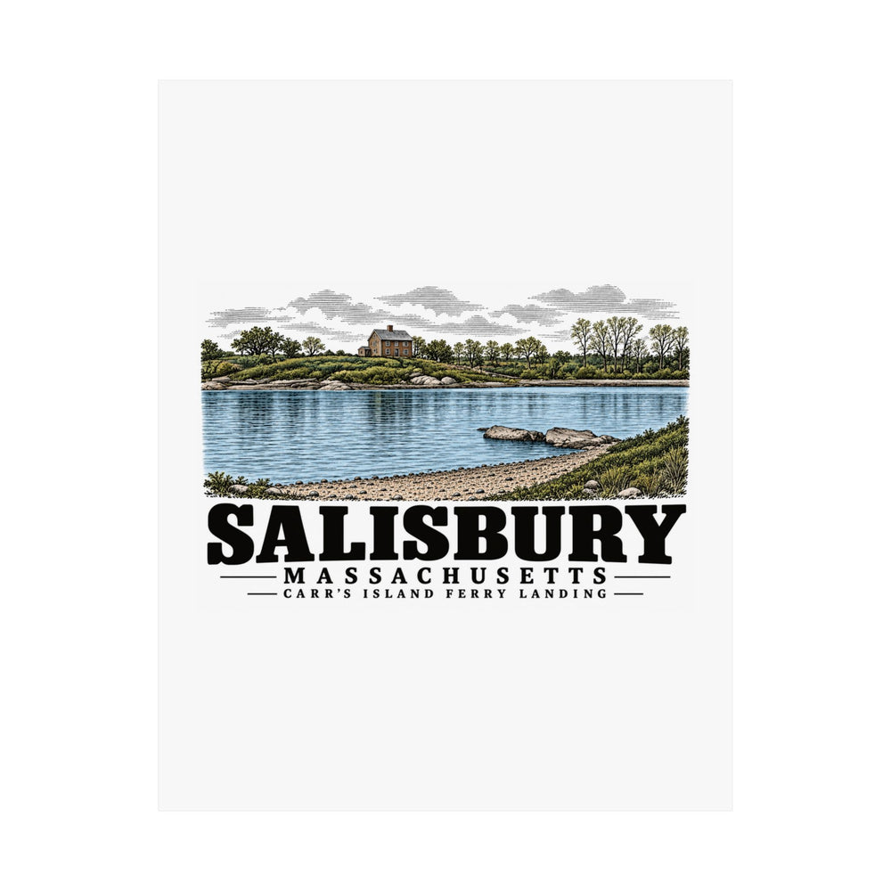 11 x 14 unclipped front of Carr's Island Ferry Landing matte poster, Salisbury, Massachusetts.