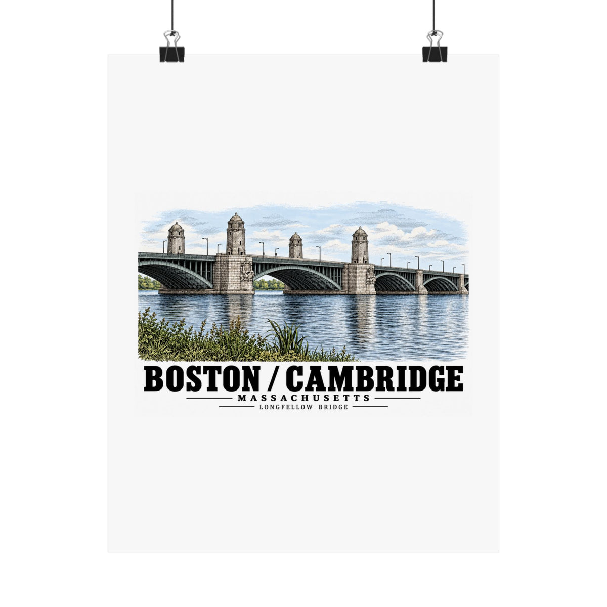 2.  View of the central span of the bridge showing the four towers marking the harbor entrance - Longfellow Bridge, Spanning Charles River at Main Street, Boston, Suffolk County, MA Matte Heritage...