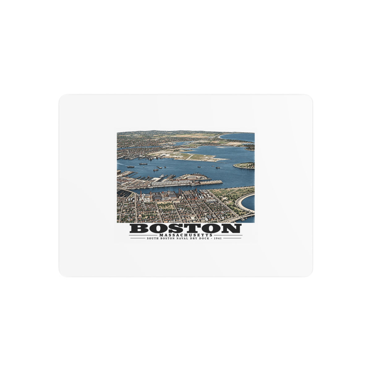 Navy Yard Annex, So. Boston, MA from South, 3000 feet 7 × 5 in Horizontal Metal Wall Art - Boston Harbor