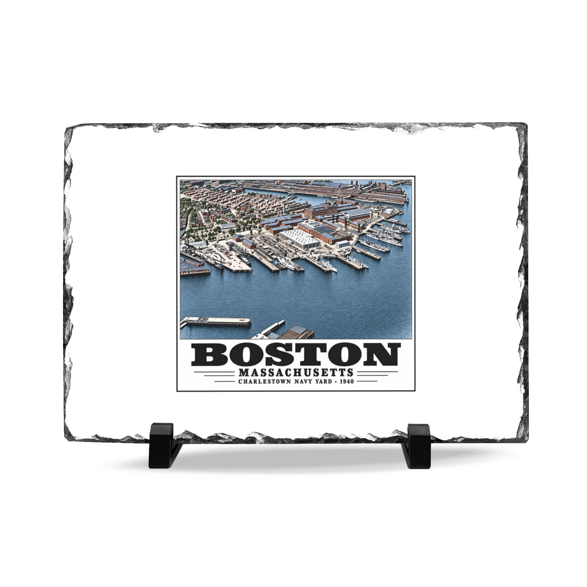 Illustrated Charlestown Navy Yard, June 1940 in Charlestown on slate desk plaque
