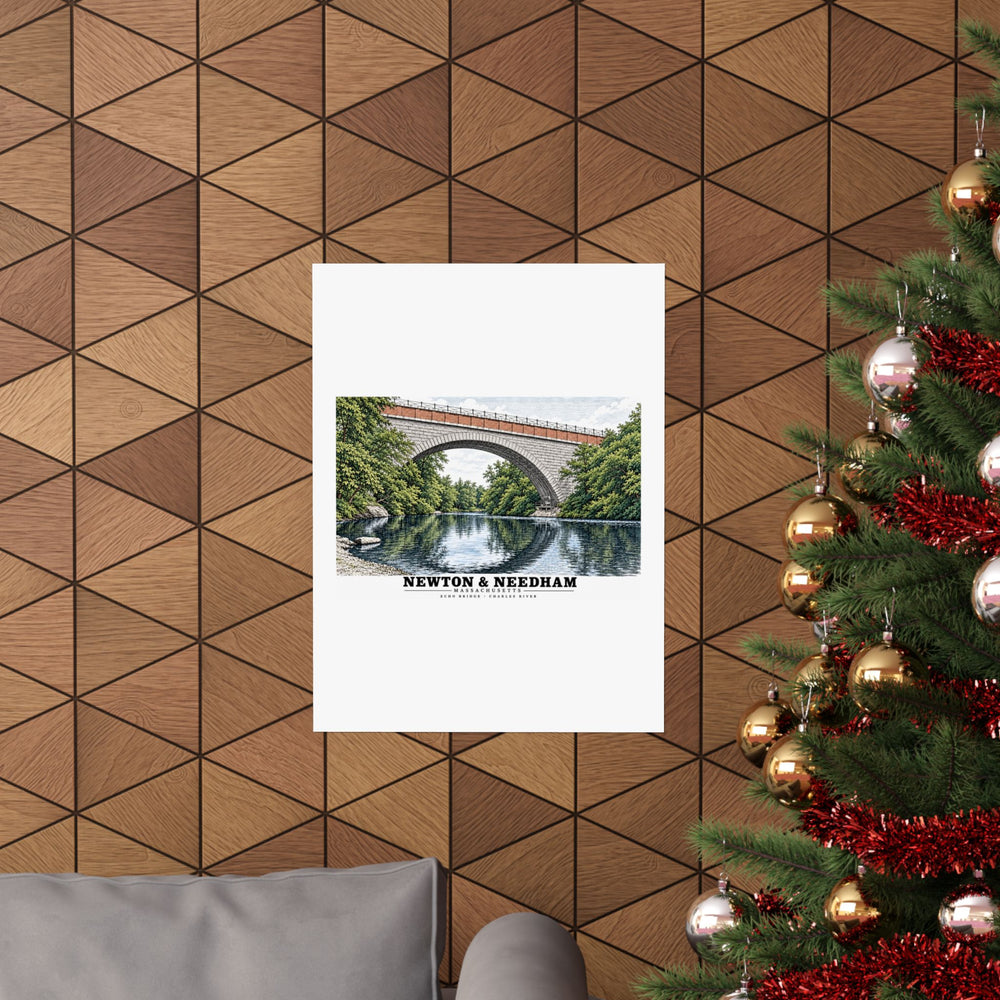 Echo Bridge, Hemlock Gorge, Upper Falls; Charles River and Ellis Street Matte Heritage Poster — 11 × 14 and 18 × 24 in - Charles River