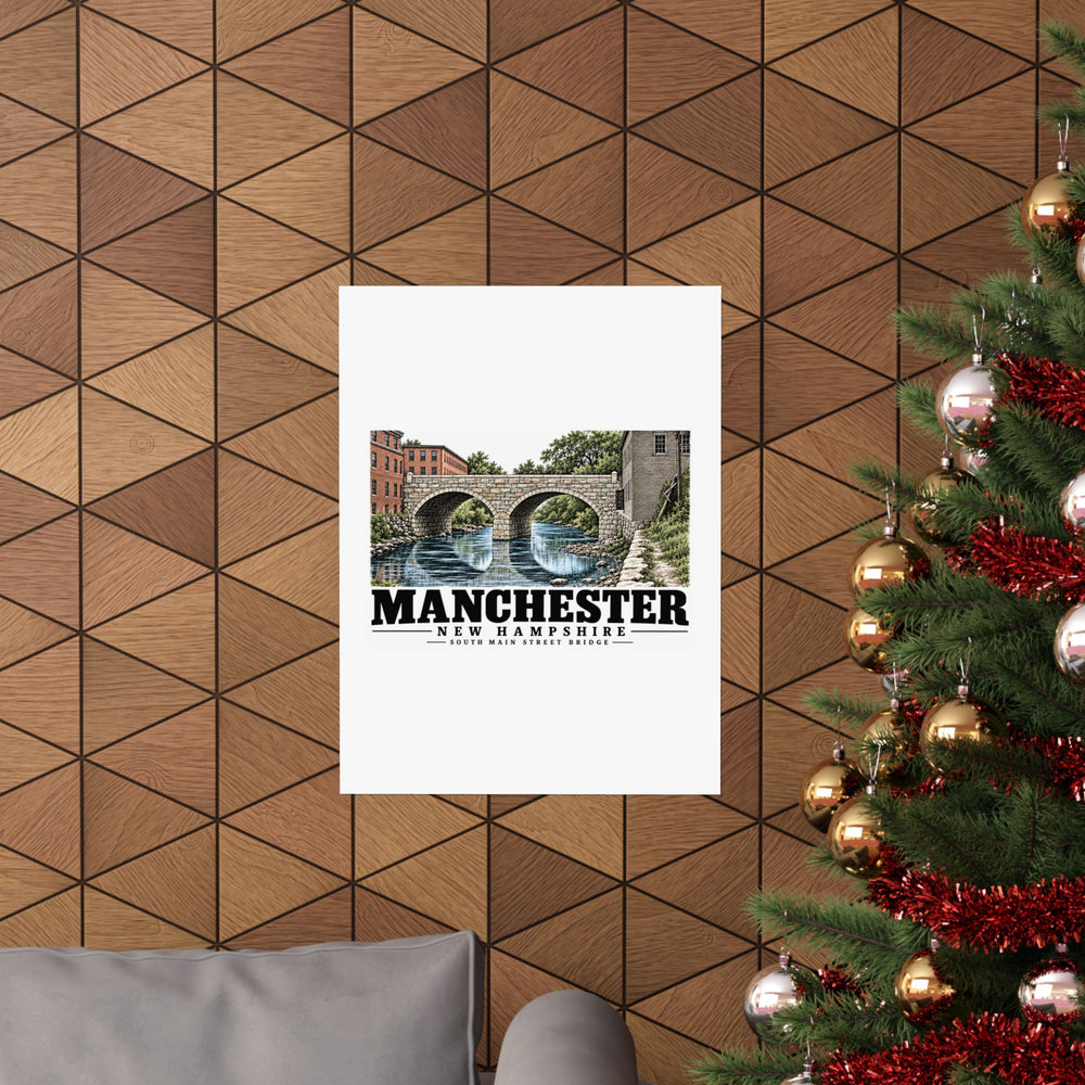 18 x 24 room view of South Main Street Stone Bridge matte poster, Manchester, New Hampshire.