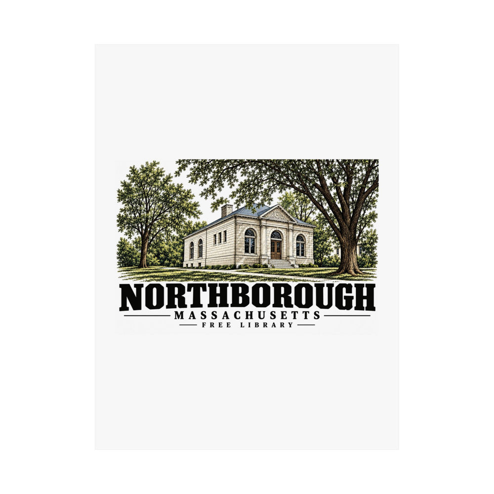 Illustrated Free Library in Northborough on unframed matte poster