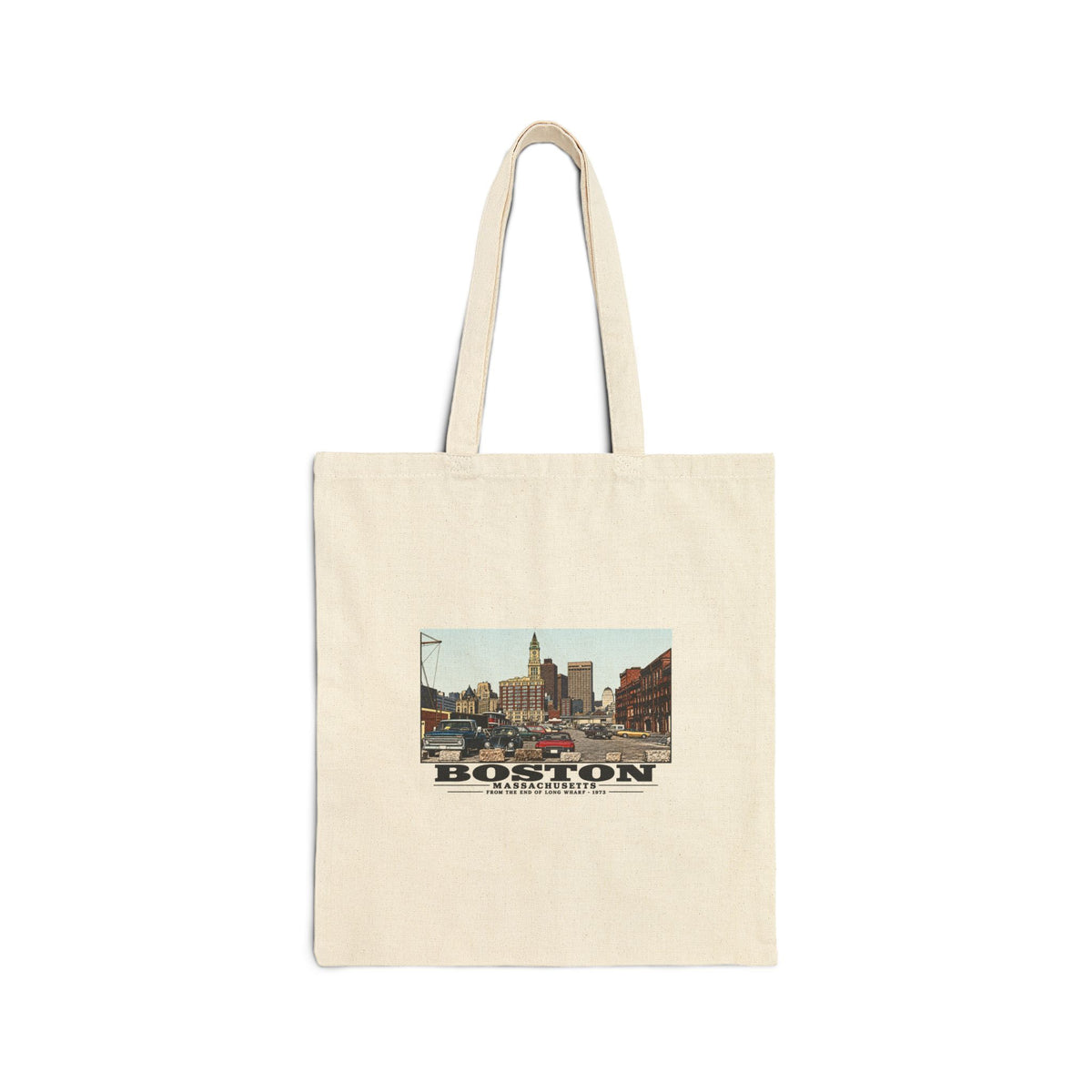 From end of Long Wharf Natural Heavy Canvas Tote - Boston Harbor