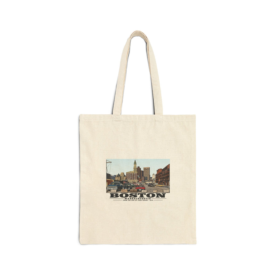 From end of Long Wharf Natural Heavy Canvas Tote - Boston Harbor