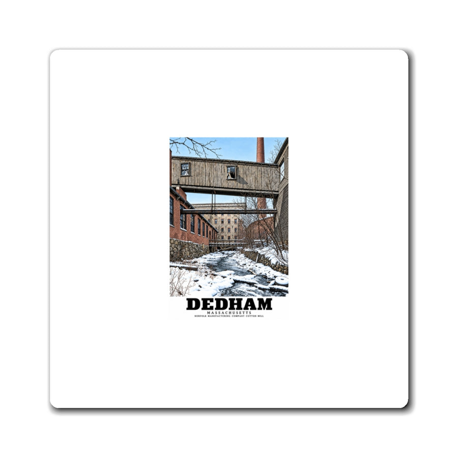 Illustrated Norfolk Manufacturing Company Cotton Mill in Dedham on square magnet