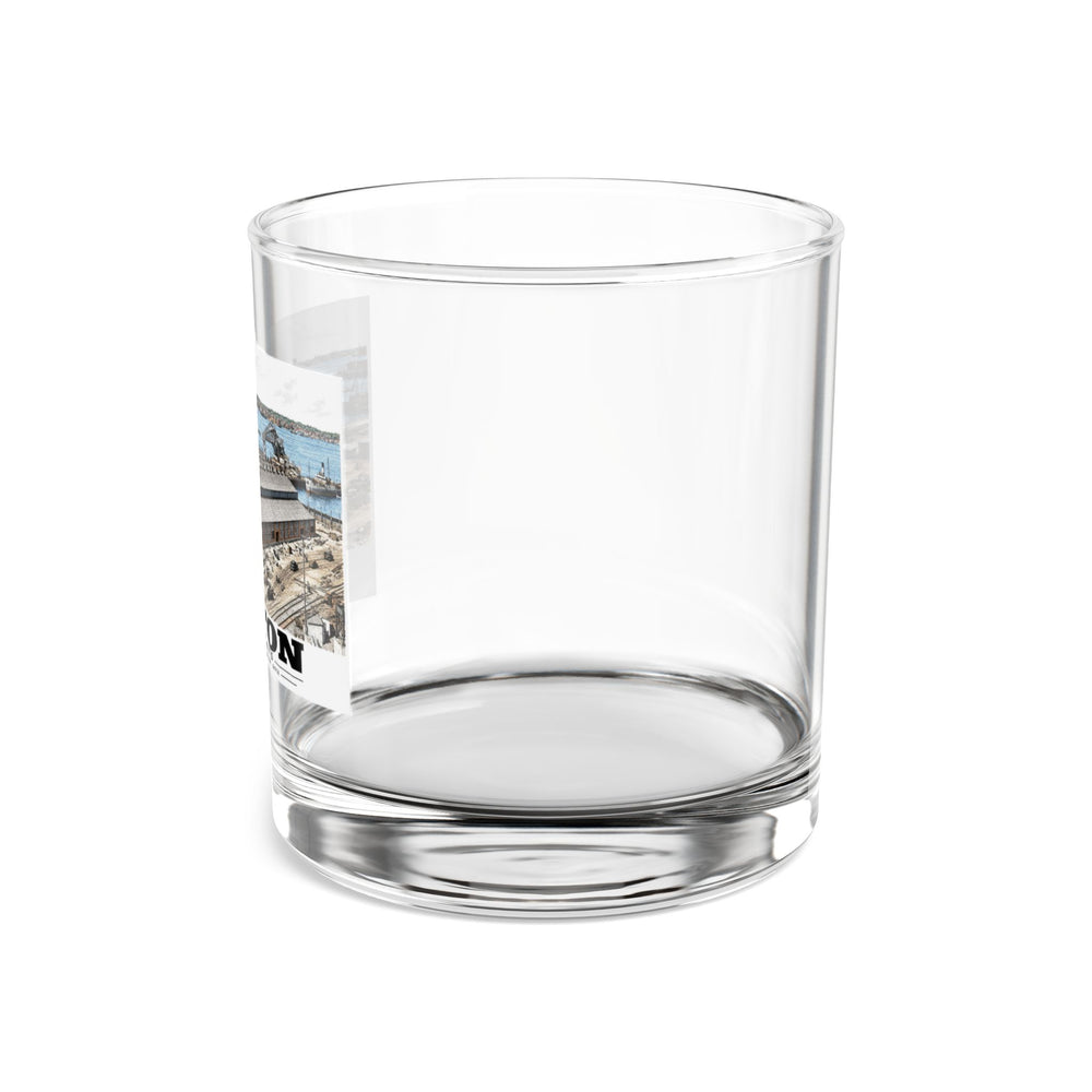 Building #18 US Naval Dry Dock, South Boston, Completed 2/1942 10 oz Rocks Glass - Boston Harbor