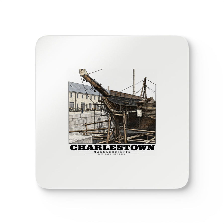 Dry Dock, Charlestown Navy Yard Cork Back Coaster Set - Boston Harbor