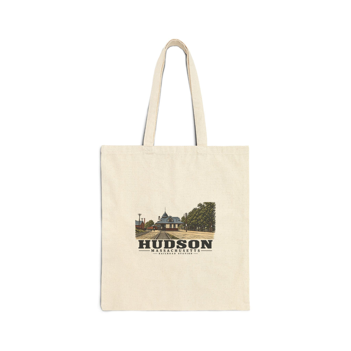 Railroad Station Natural + Black Heavy Canvas Tote - Assabet Valley Goods