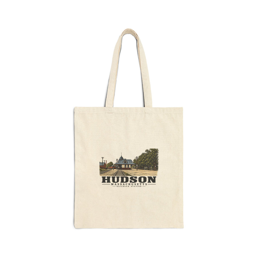 Railroad Station Natural + Black Heavy Canvas Tote - Assabet Valley Goods