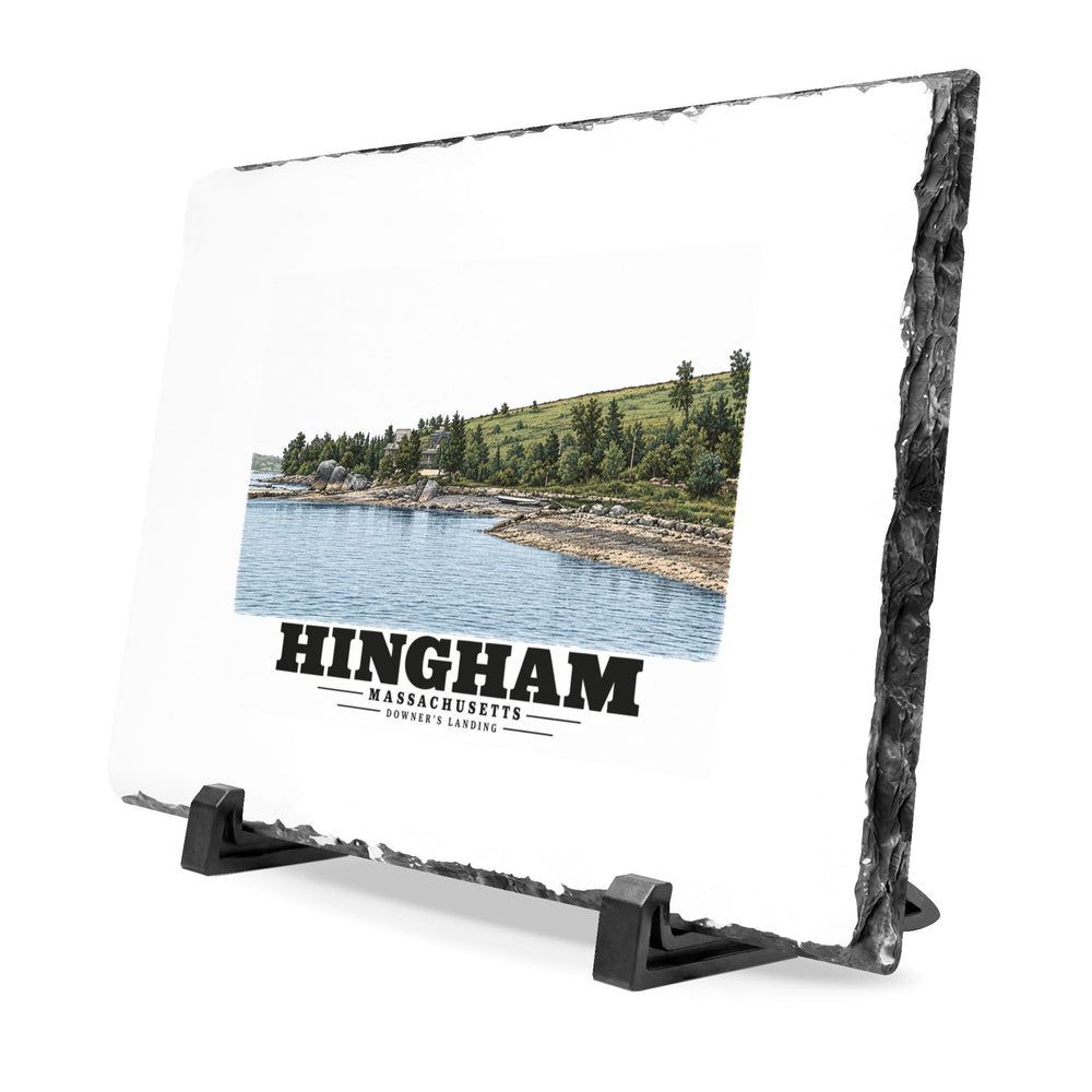 Shore near Downer's Landing 7 × 11 in Slate Desk Plaque - Boston Harbor