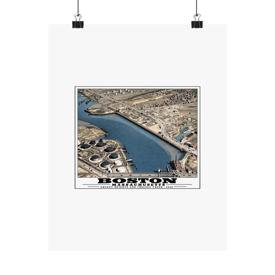 Orient Heights taken at 600 feet-Shore line, Chelsea Creek, East Boston Matte Heritage Poster — 11 × 14 and 18 × 24 in - Boston Harbor