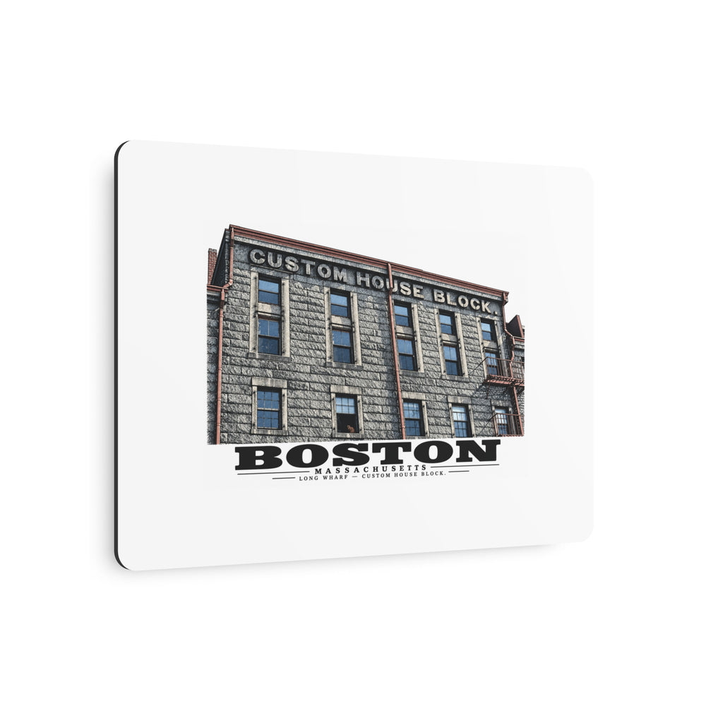 Long Wharf Custom House Block 7 × 5 in Horizontal Metal Wall Art - Boston Harbor
