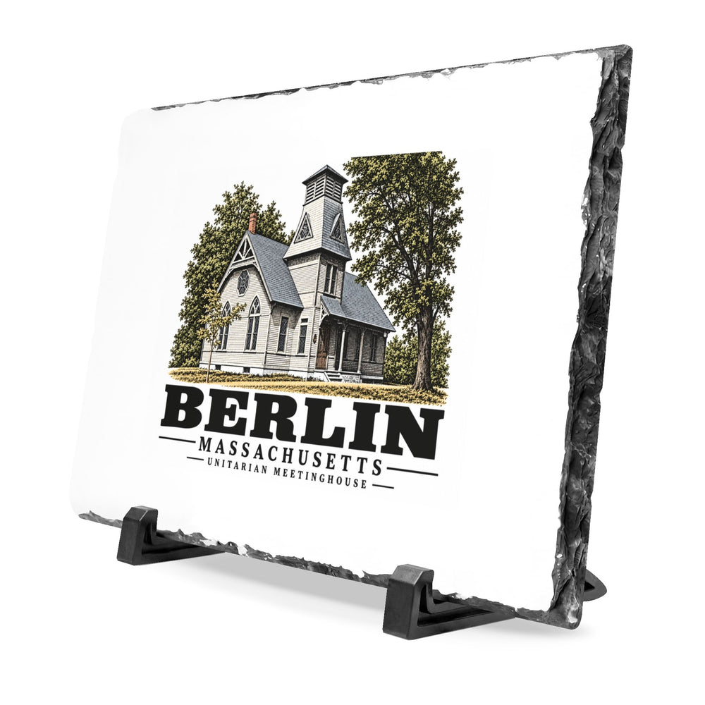 Illustrated Unitarian Meetinghouse in Berlin on slate desk plaque
