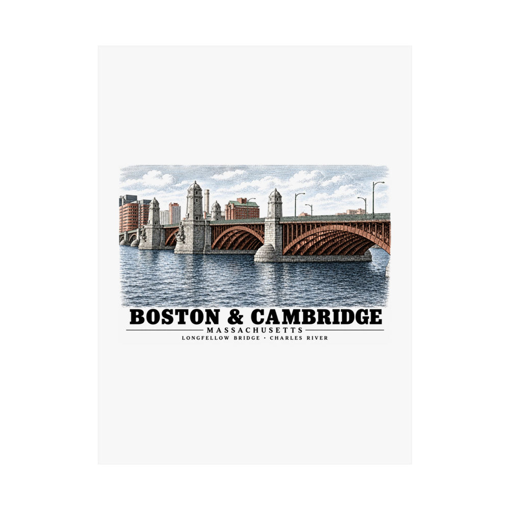 Longfellow Bridge, Charles Circle / Main Street across Charles River Matte Heritage Poster — 11 × 14 and 18 × 24 in - Charles River