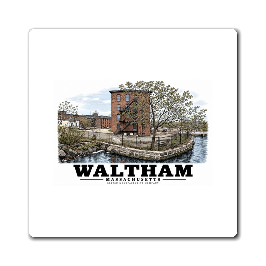 Illustrated Boston Manufacturing Company in Waltham on square magnet