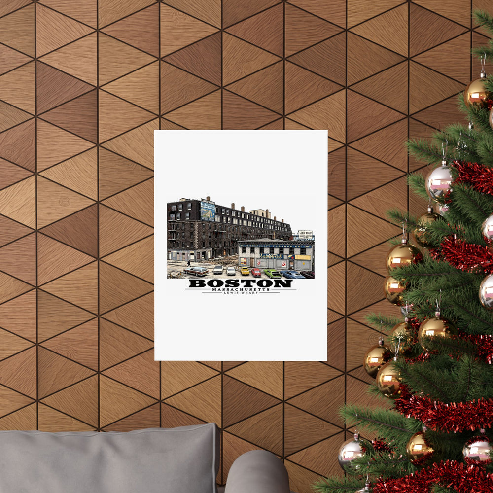 Lewis Wharf Matte Heritage Poster — 11 × 14 and 18 × 24 in - Boston Harbor