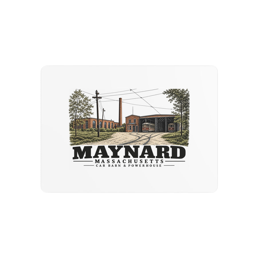 Illustrated Car Barn & Powerhouse in Maynard on metal art sign