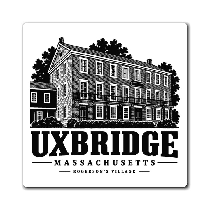 Front view of the Uxbridge Rogerson's Village 4-inch square magnet with design
