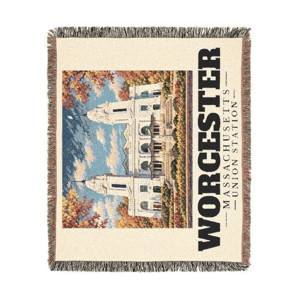 Union Station — Worcester, Massachusetts Woven Blanket