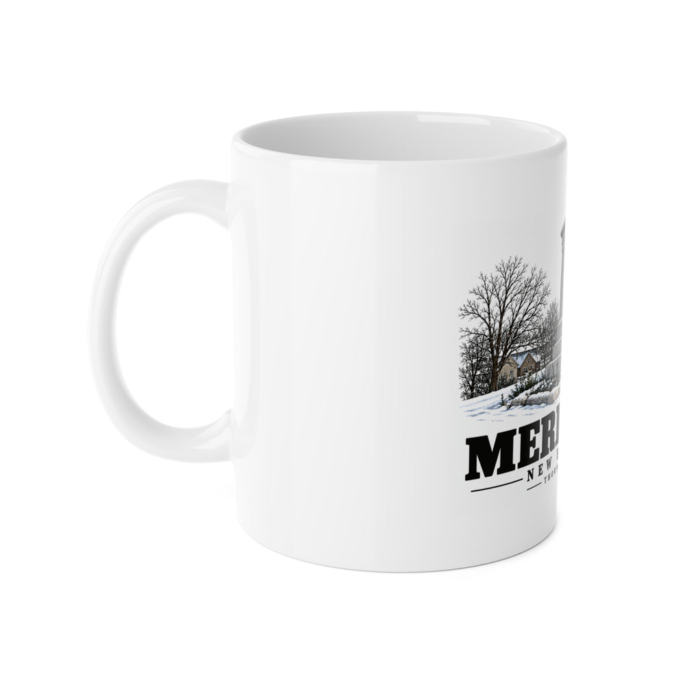 Merrimack The Thornton Monument, winter scene 11 oz White Ceramic Mug - Merrimack Valley Goods