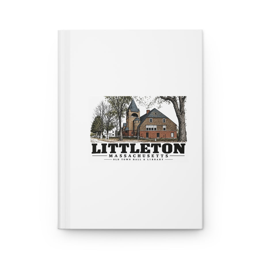 Illustrated Old Town Hall & Library in Littleton on matte hardcover journal