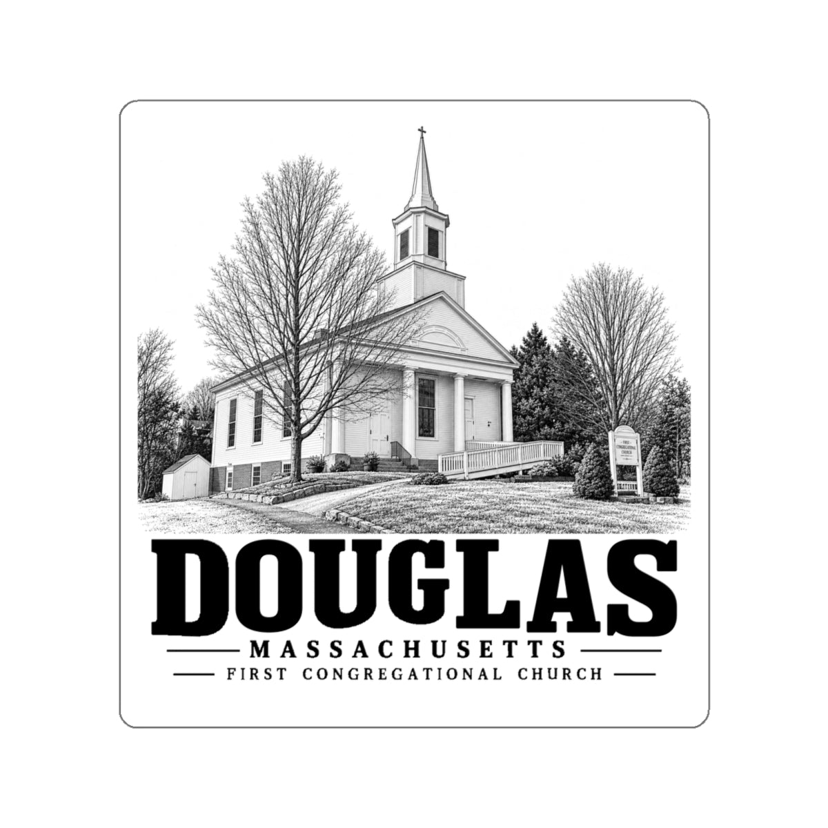 Douglas First Congregational Church 4 in Die-Cut Sticker - Default - front product view