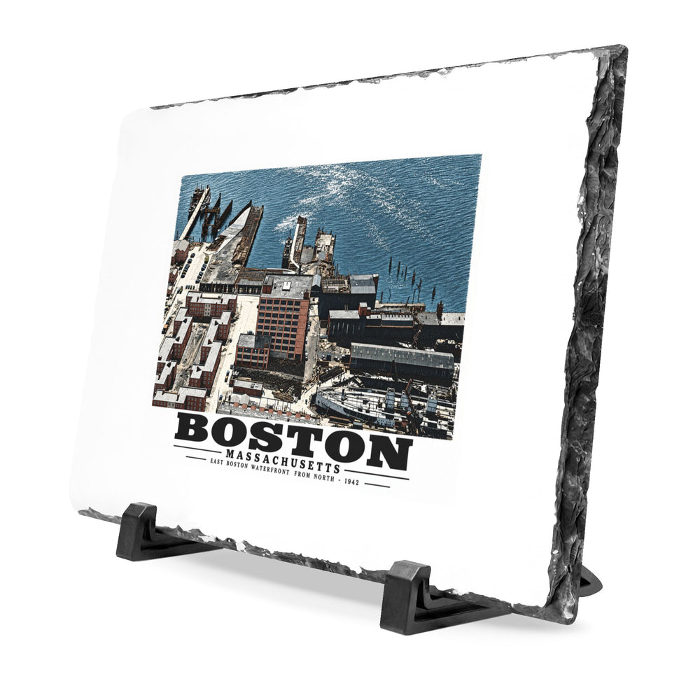 Maritime Coal Co., East Boston, MA -from North 1000 ft. 7 × 11 in Slate Desk Plaque - Boston Harbor