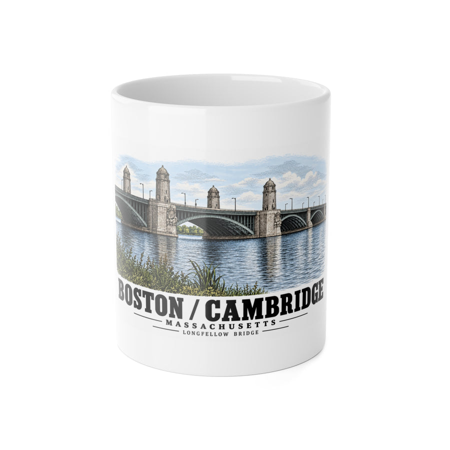 2.  View of the central span of the bridge showing the four towers marking the harbor entrance - Longfellow Bridge, Spanning Charles River at Main Street, Boston, Suffolk County, MA 11 oz White...