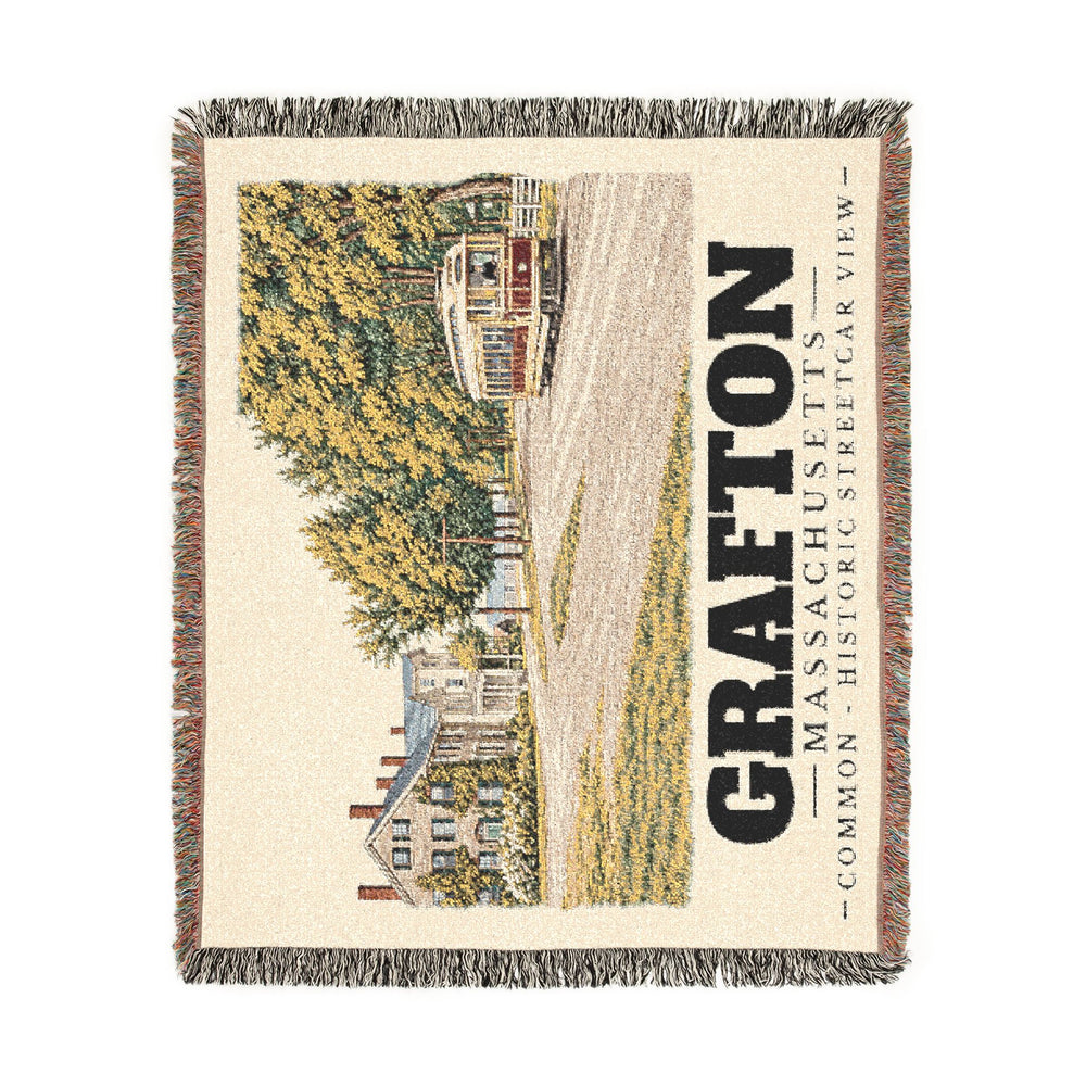 Common - Historic Streetcar View — Grafton, Massachusetts woven blanket, product view 2